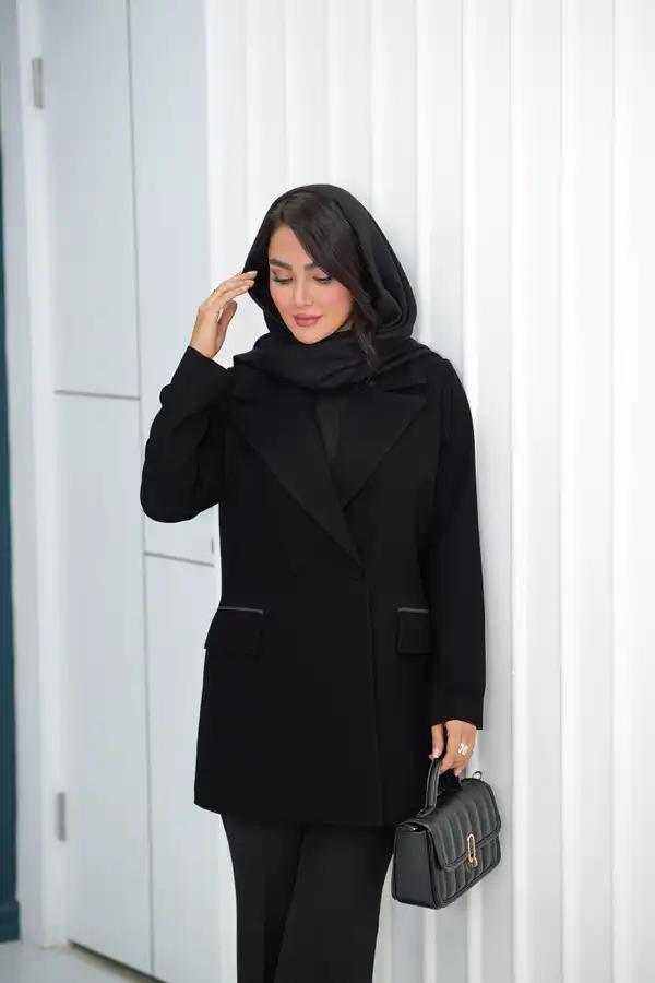 کت زنانه کرپ لمه مشکی مدل آنیه السانا Elsana کد 2348